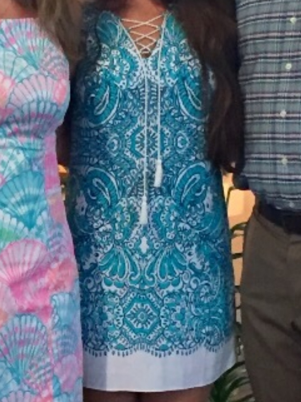 Lilly Pulitzer Teal & White Paisley Long Sleeve Dress